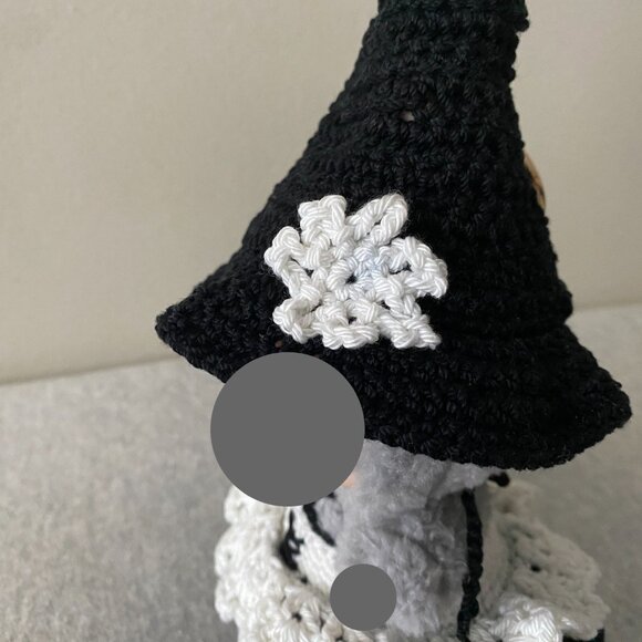 Handmade Crochet Halloween Black White Witch Outfit for 17cm Doll 2-Piece Set - Picture 6 of 8